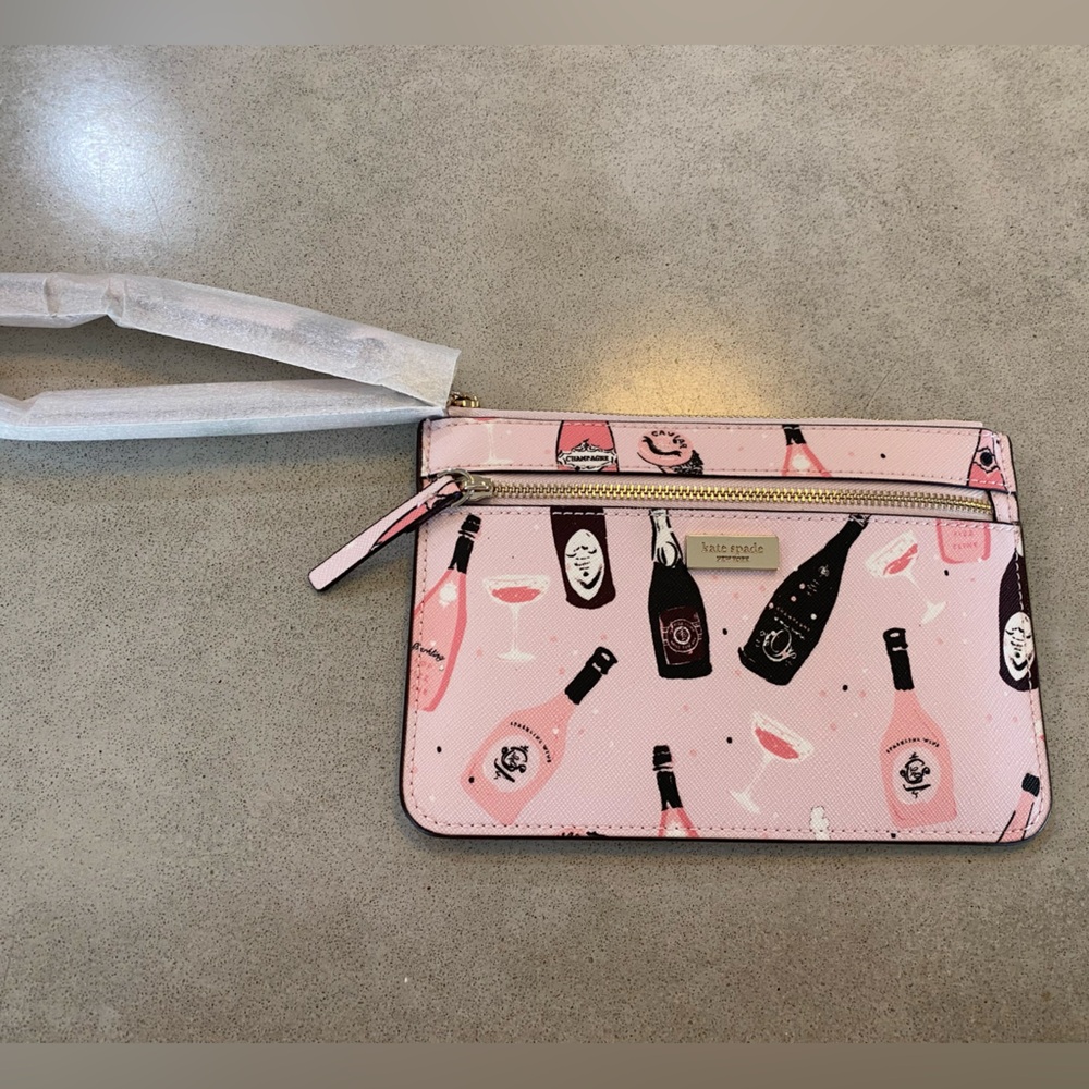 Kate Spade Champagne themed Wristlet. NWT